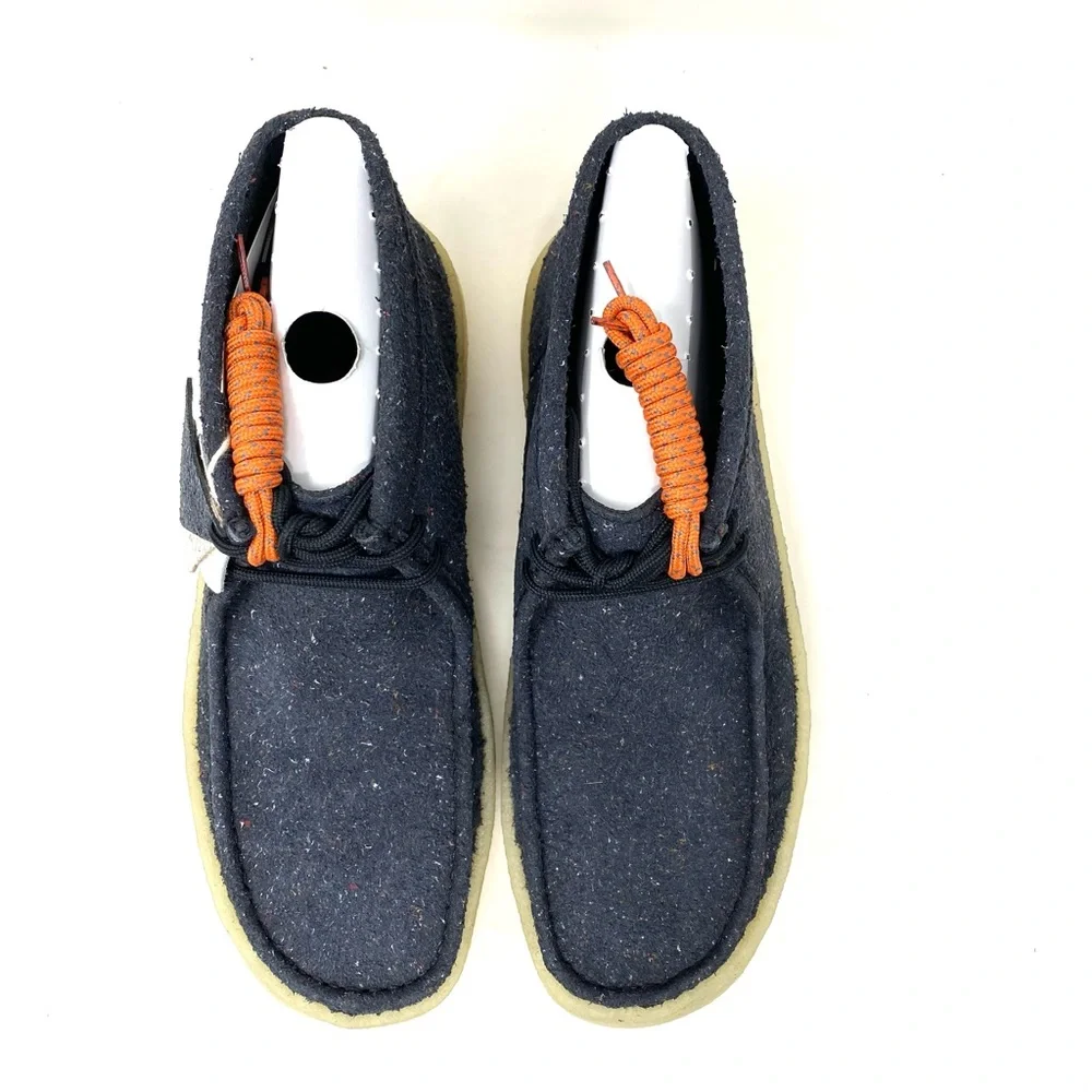 Clarks Wallabee Cup Boot Black Eco Leather Moc Toe Casual Chukka